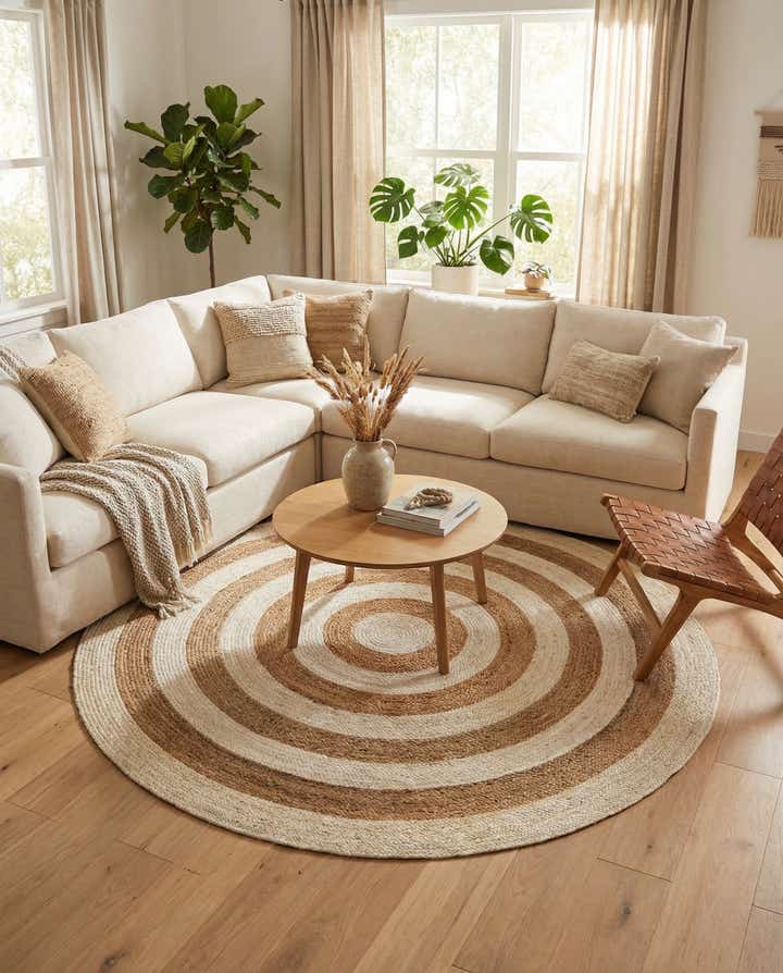 7' 1 x 7' 1 Handmade Braided Jute Round Rug