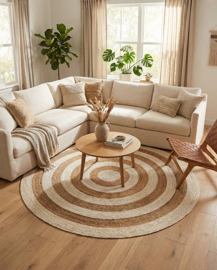 Detail image of 7' 1 x 7' 1 Handmade Braided Jute Round Rug