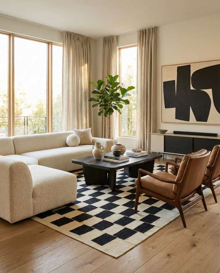 6' 3 x 7' 8 Hand Woven Kilim Modern Wool Rug