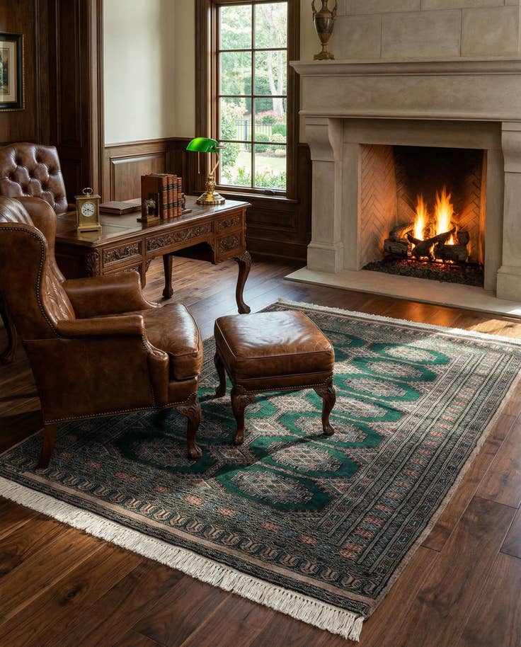 Detail image of 4' 1 x 5' 9 Hand Knotted Bokhara Oriental Wool Rug