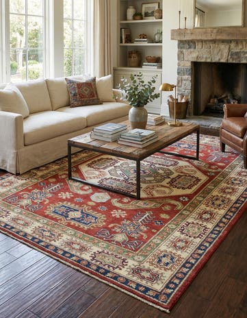 6' 3 x 8' 7 Hand Knotted Kazak Rug
