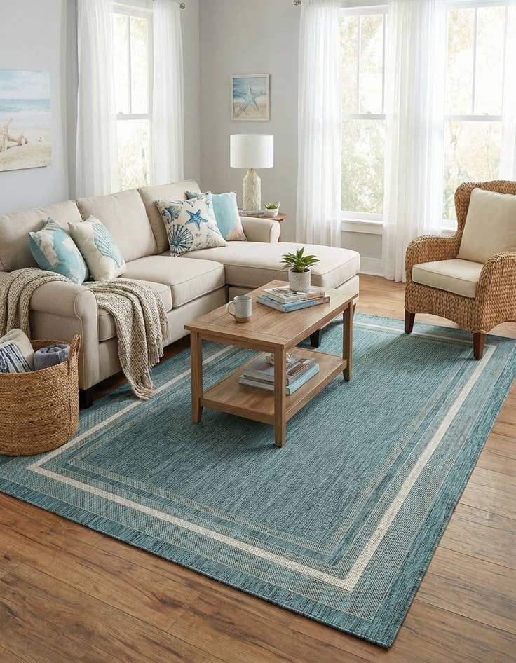 Detail image of  6' x 9'  Washable Border Indoor / Outdoor Rug