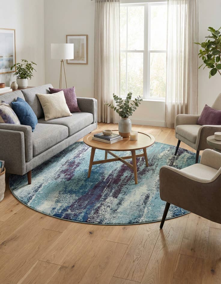 Detail image of 8' x 8'  Washable Barcelona Round Rug