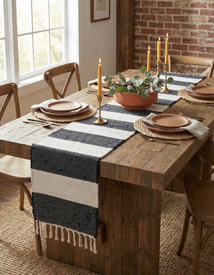 Detail image of  1' 2 x 8'  Hand Woven Chindi Rag Table Runner Rug