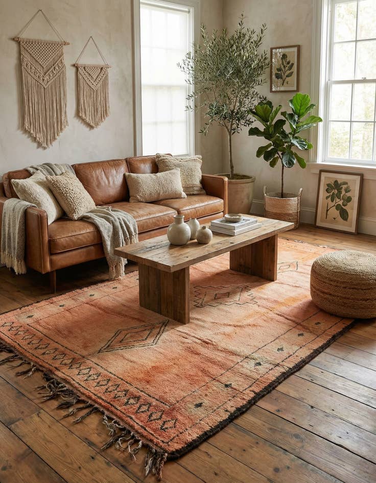 Detail image of  5' 7 x 10' 6  Hand Knotted Moroccan Wool Runner Rug