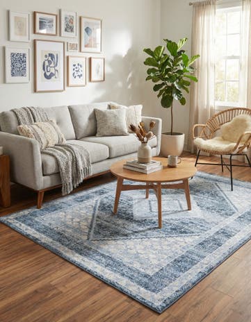 Navy Blue Kamala Washable Rug