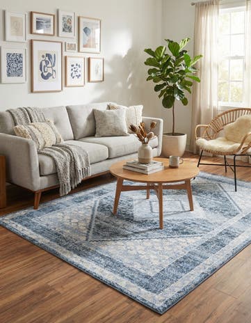 Navy Blue Kamala Washable Rug