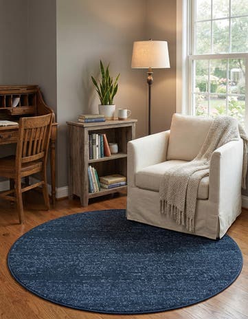 Navy Blue Angelica Round Rug