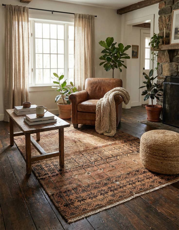 Detail image of 3' 5 x 4' 5  Hand Knotted Torkaman Persian Wool Rug