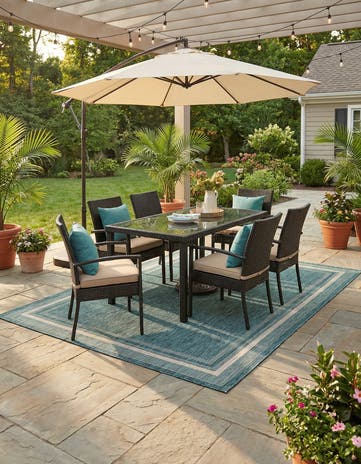 9' x 12' Easy-Clean Border Indoor / Outdoor Rug