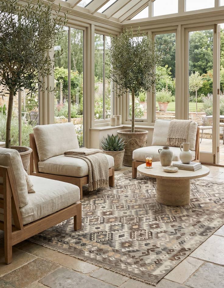 Detail image of 6' 1 x 8' 1  Hand Woven Kilim Maymana Wool Rug