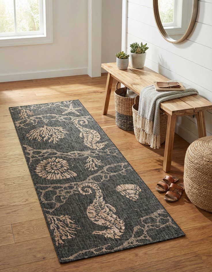 Detail image of 2' x 6'  Washable Coastal Indoor / Outdoor Runner Rug