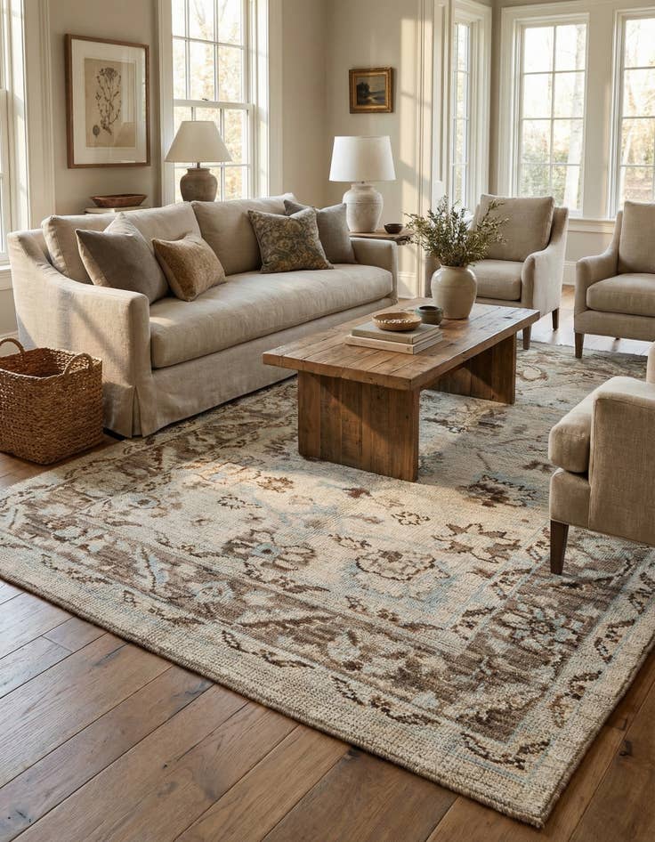 Detail image of 6' 5 x 8' 10  Hand Knotted Oushak Wool Rug