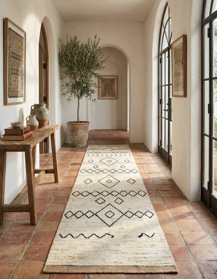 Detail image of 3' 2 x 16' 4  Hand Knotted Moroccan Wool Runner Rug