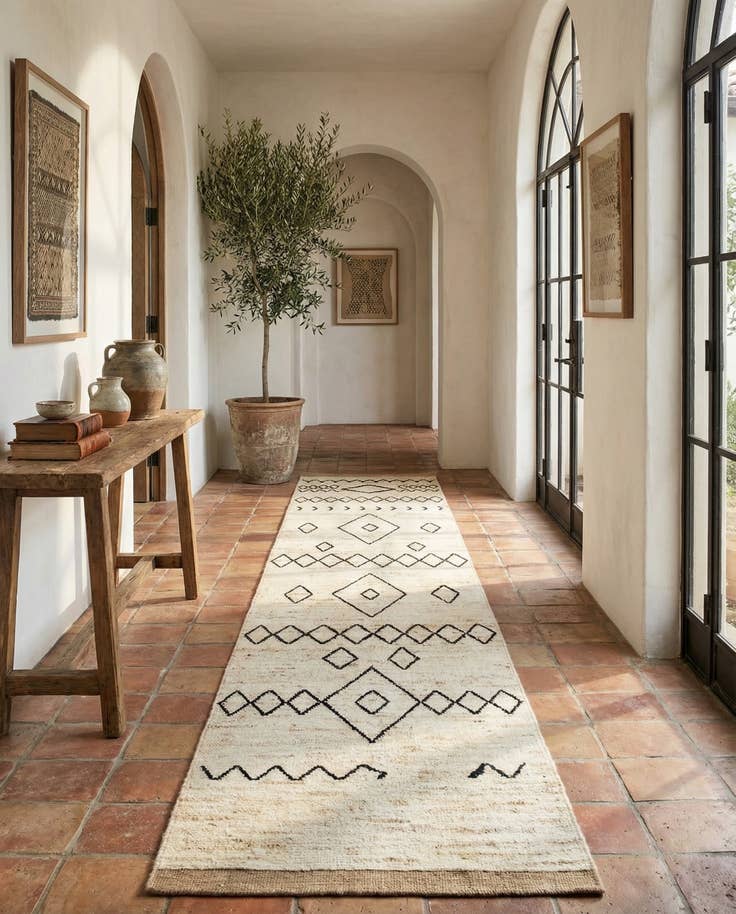 Detail image of 3' 2 x 16' 4 Hand Knotted Moroccan Wool Runner Rug