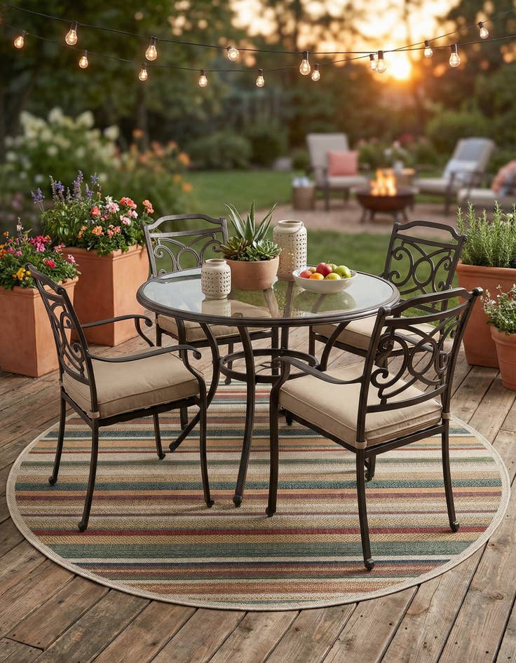 Detail image of  7' x 7'  Washable Baja Indoor / Outdoor Round Rug