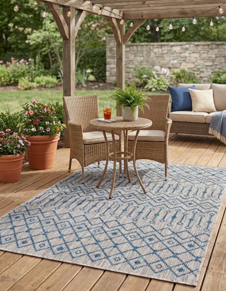 Detail image of 4' x 6' Easy-Clean Trellis Indoor / Outdoor Rug