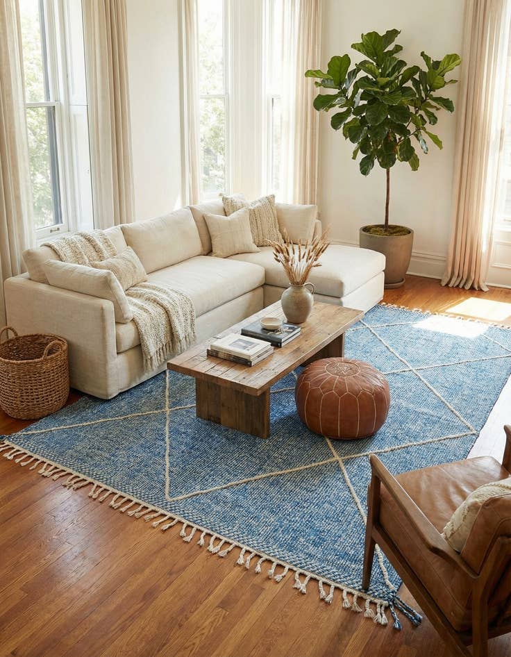 Detail image of 6' 7 x 10' 4 Hand Knotted Moroccan Wool Rug