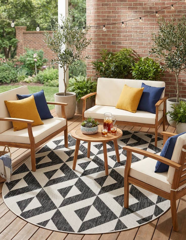 Detail image of  5' 3 x 8'  Washable Jill Zarin Napa Indoor / Outdoor Oval Rug