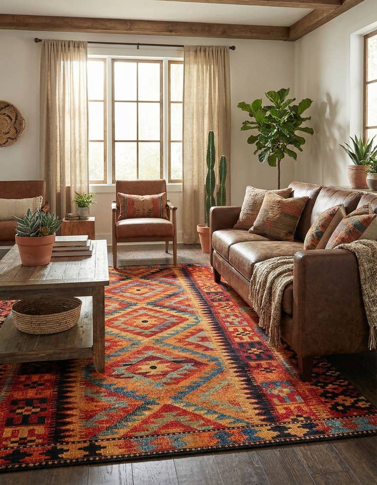 Detail image of  7' x 10'  Washable Tribal Indoor / Outdoor Rug