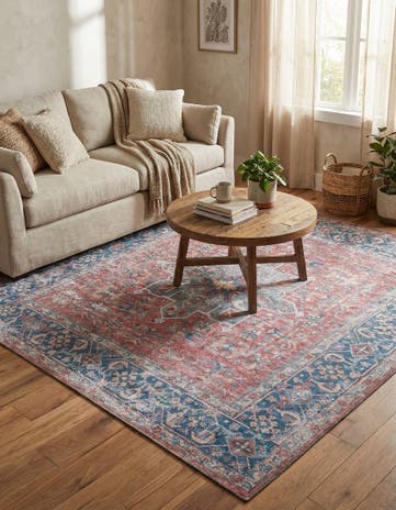 Rust Red Washable Yara Square Rug