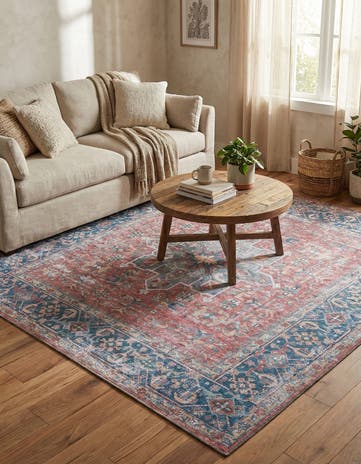 Rust Red Washable Yara Square Rug