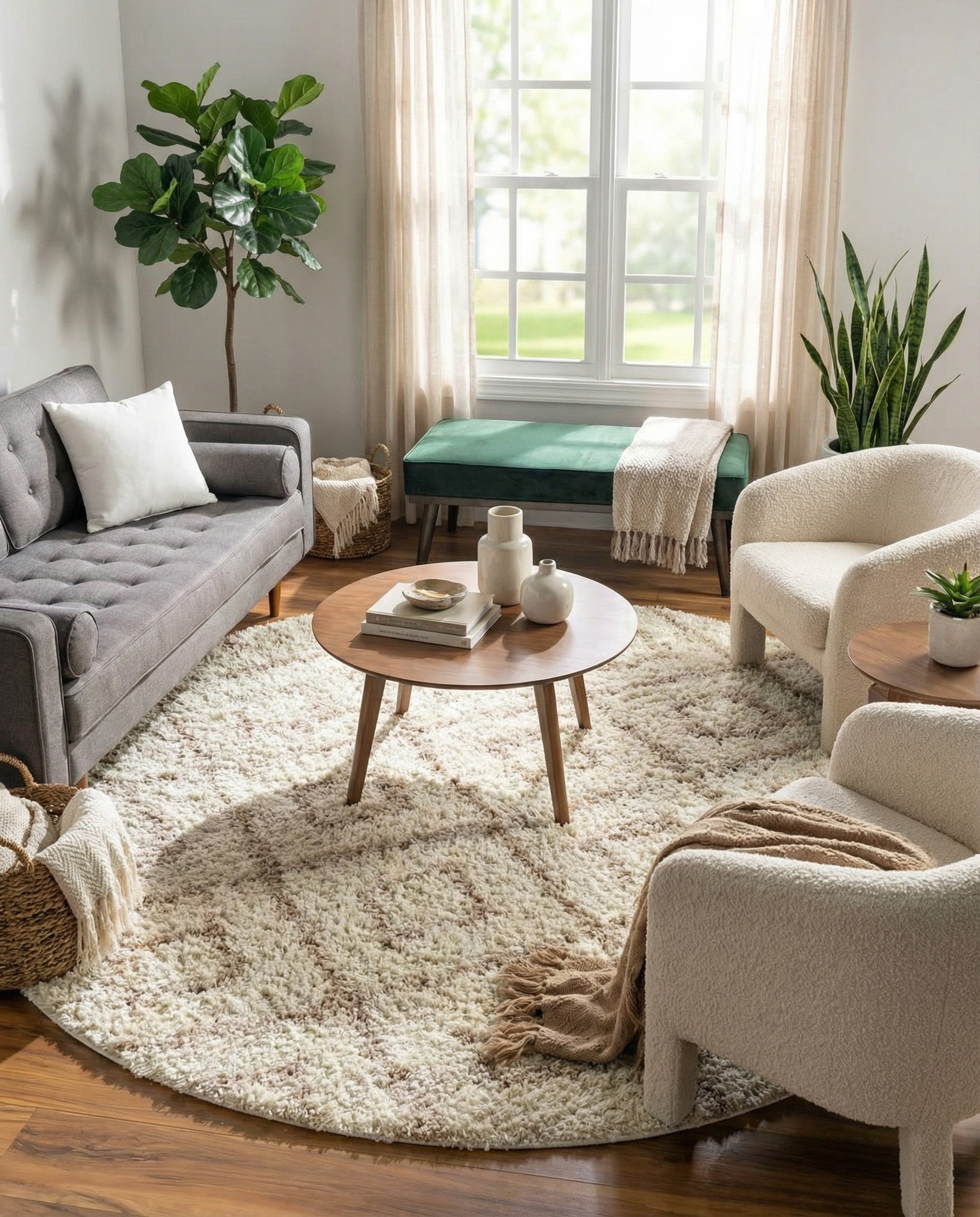  10' x 10' Lattice Shag Round Rug