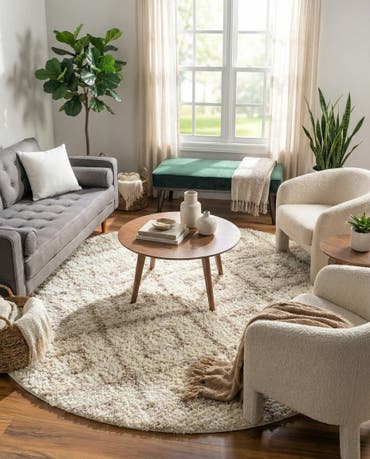  10' x 10' Lattice Shag Round Rug