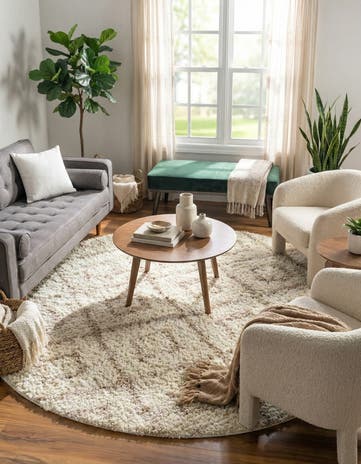 10' x 10' Lattice Shag Round Rug