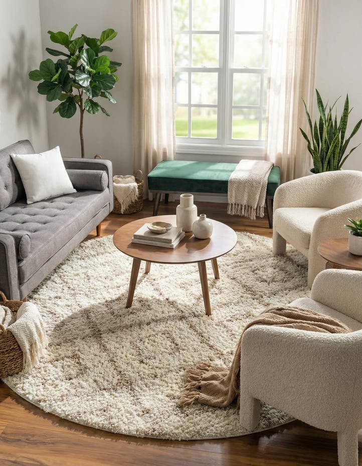 10' x 10' Lattice Shag Round Rug