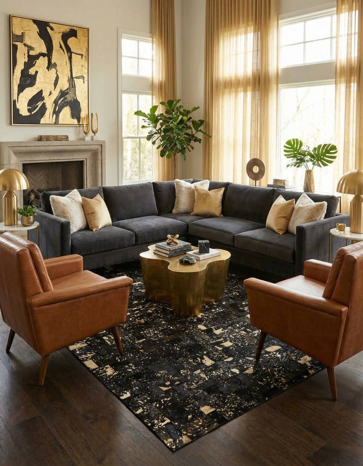 Detail image of 5' x 7' 11 Cowhide Stocks Rug