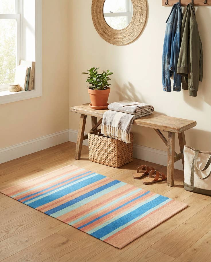 Detail image of 2' x 3' 1 Hand Woven Flatweave Cotton Dhurrie Rug