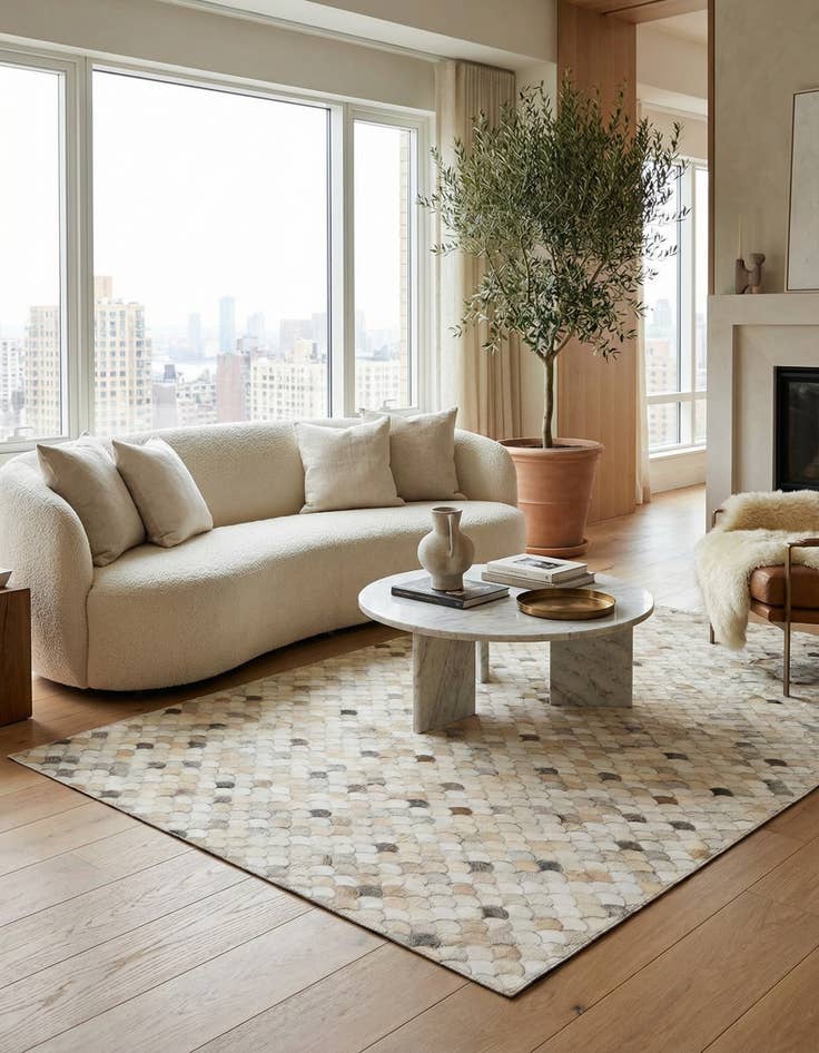 Detail image of  5' 1 x 8' Cowhide Leather Rug