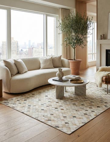 5' 1 x 8' Cowhide Leather Rug