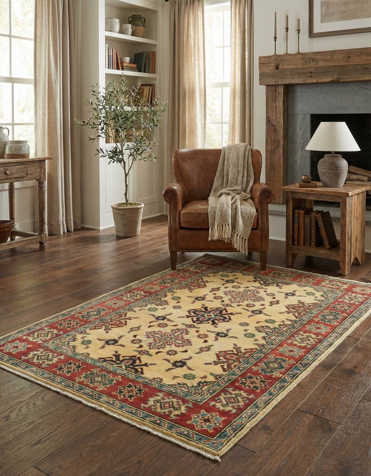 Detail image of 3' 4 x 4' 10  Hand Knotted Kazak Rug