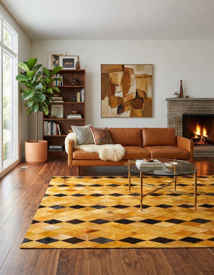 Detail image of 5' 1 x 8' Cowhide Stocks Rug