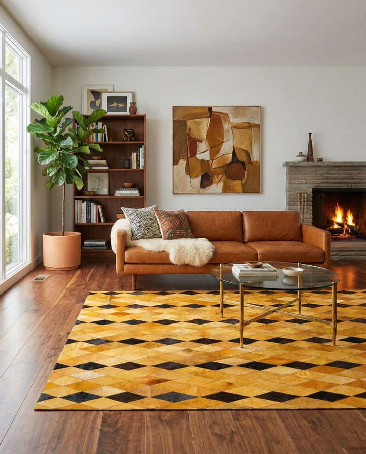5' 1 x 8' Cowhide Stocks Rug