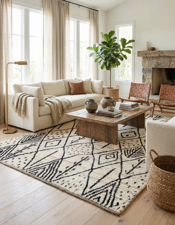 Detail image of 6' 5 x 9' 6  Hand Knotted Moroccan Wool Rug