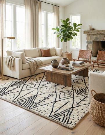 6' 5 x 9' 6 Hand Knotted Moroccan Wool Rug