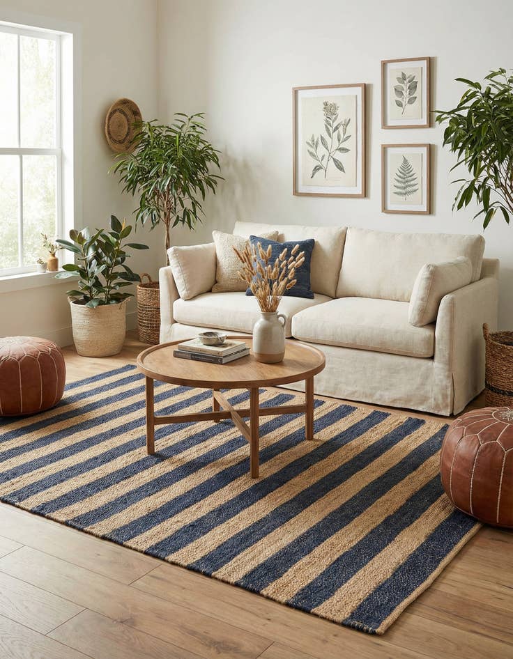 Detail image of 6' 1 x 9'  Hand Braided Jute Rug