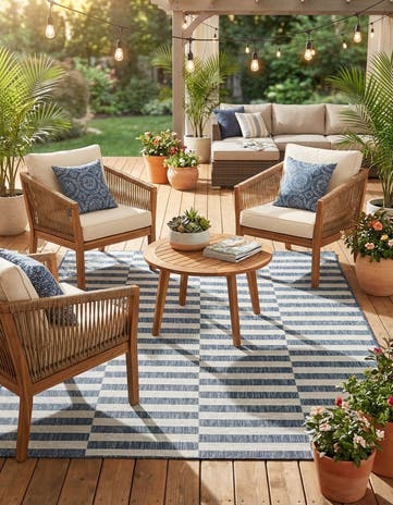 5' 3 x 7' Easy-Clean Ribbon Indoor / Outdoor Rug