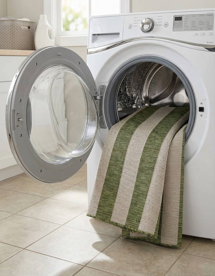 Detail image of 6' x 9'  Washable Striped Indoor / Outdoor Rug