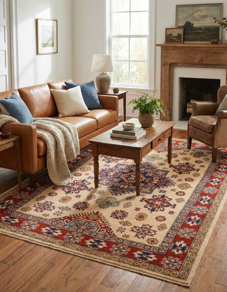 Detail image of 5' 7 x 7' 10 Hand Knotted Kazak Rug