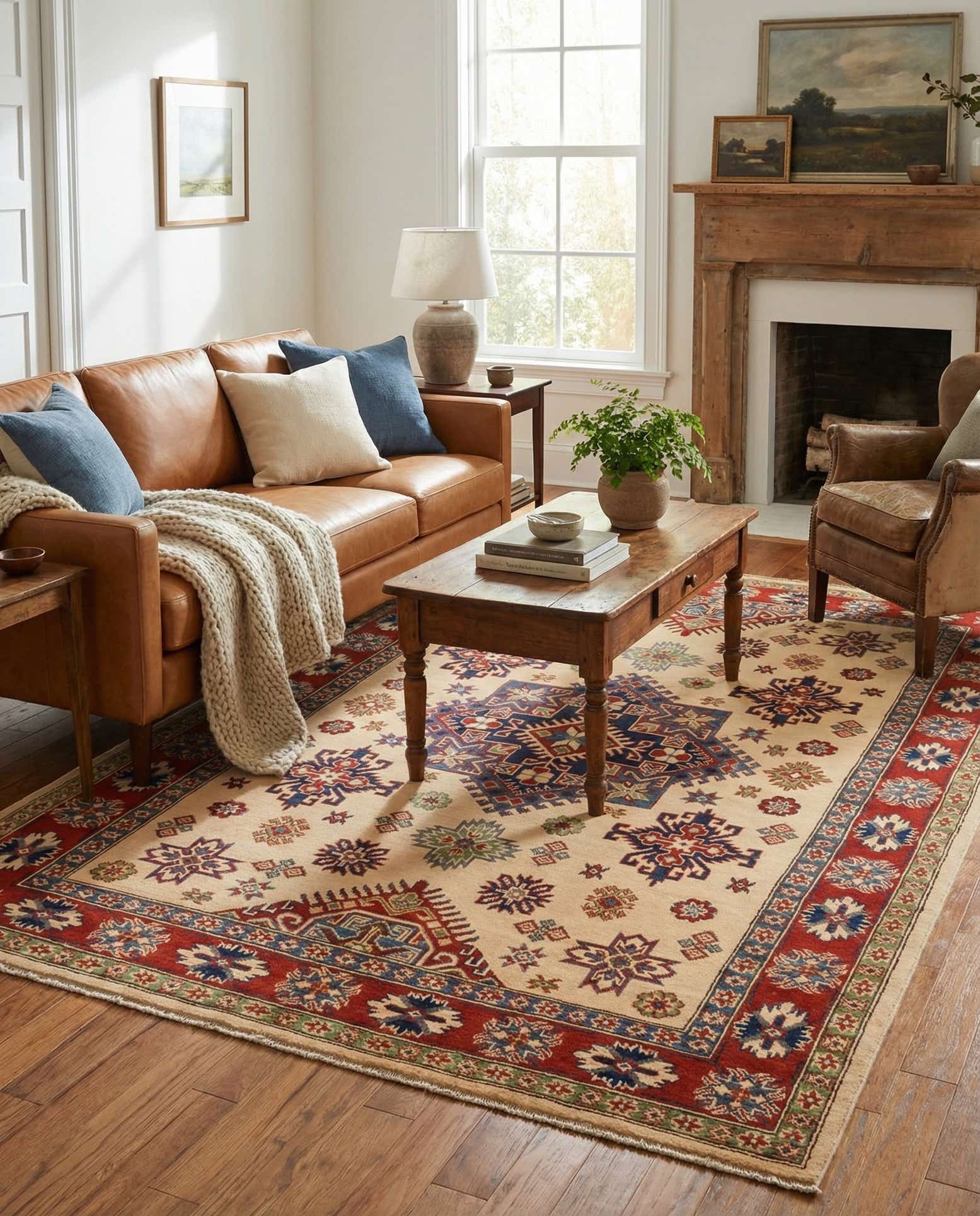 5' 7 x 7' 10 Hand Knotted Kazak Rug