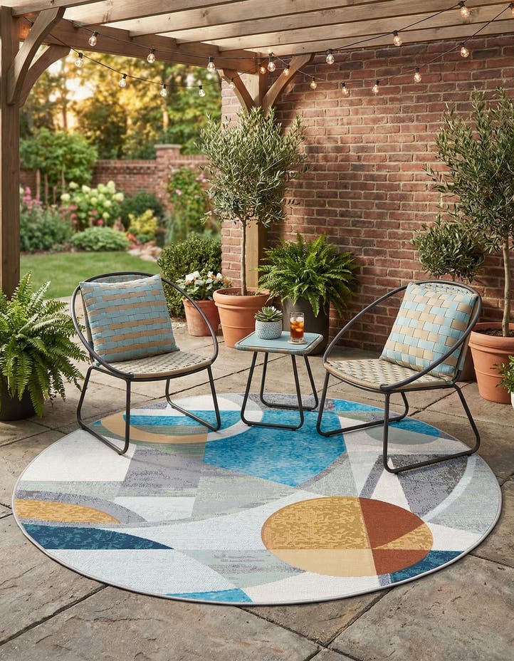 5' 3 x 5' 3 Easy-Clean Modern Indoor / Outdoor...