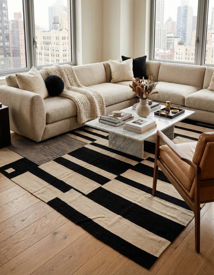 Detail image of 8' 7 x 10'  Hand Woven Kilim Modern Wool Rug