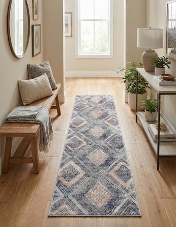 Gray Cream Caspian Runner Rug