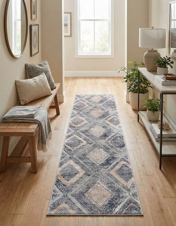 Gray Cream Caspian Runner Rug