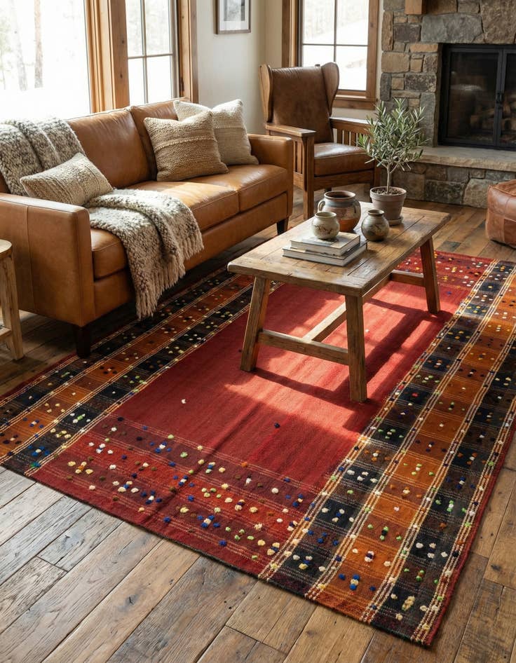 Detail image of 4' 8 x 6' 9 Jajim Wool Rug