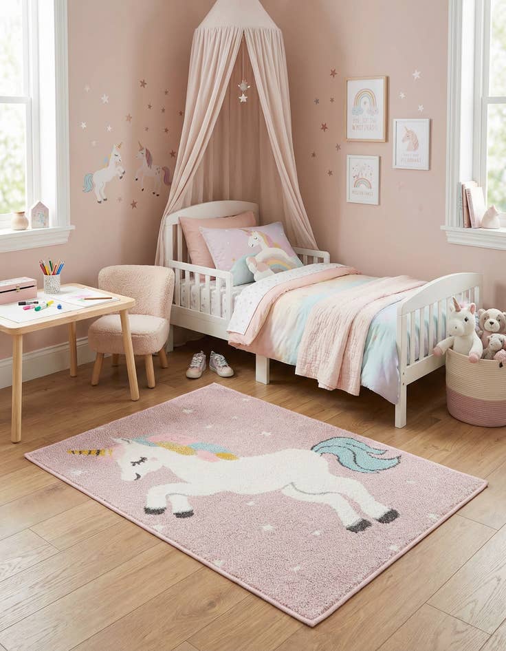 Detail image of  2' 2 x 2' 11 Unicorn Whimsy Kids Rug